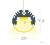 Profilé Aluminium Suspendu Rond Pour Rubans Led Jusqu'à 11 Mm Noir 2 M Noir Translucide