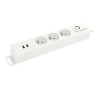 Bloc multiprises avec interrupteur - 3x2P+T - 2 x USB-A - 1.5 m - blanc