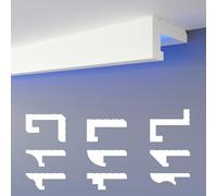 Profilé de joint d'ombre LED HEXIMO moulures, éclairage indirect XPS-styrofoam-plafond sec moulures pour revêtement de mur-plafond (30,6 mètres HLED 11)