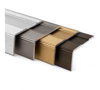 Profilé de marche Floordirekt en aluminium 100 cm - incl. vis et chevilles | Profilé d'angle 37 mm de large x 17 mm (bronze foncé) Glory pré-percé