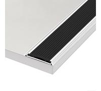 Profilé de Nez de Marche en Aluminium avec Bordure en Caoutchouc, Protecteur de Arche antidérapant pour Maisons/écoles/hôpitaux, Bandes de sécurité pour Bords d'escalier (Noir, 2,4 m/7,9 pi)