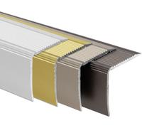 Profilé de nez de marche intégral y compris matériel de montage Forme en L 35x30 mm Longueur : 90 cm Autoadhésif Argent