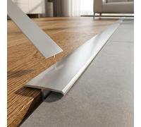 Profilé de Transition en T Aluminium 1.5cm-6cm, Barre de Seuil pour Parquet Stratifié et Carrelage, Couvre-joint de Sol Adhésif, Finition Moderne, 90cm(Gunmetal,W3cm*H0.7mm*L0.9m)