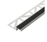 Profilé d'escalier en aluminium avec garniture antidérapante noir nuit (H= 9 mm, L= 250 cm)