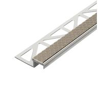 Profilé d'escalier en aluminium avec garniture antidérapante sable (H= 11 mm, L= 250 cm)