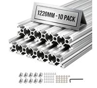 Profilé en aluminium 2020 - Vis écrou en T pour profilé en aluminium - 10 pièces - Longueur : 122 cm - Norme européenne - Profilé extrudé haute résistance - Pour montage d'imprimantes 3D, de bancs de