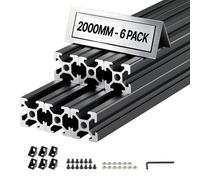Profilé en aluminium 20x20 avec vis à encastrer - Ensemble de profilés 2020 - 6 pièces de 2 mètres - Anodisé - Profilé extrudé haute résistan aux normes européennes - Pour imprimantes 3D, machines CNC