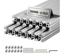 Profilé en aluminium 20x20 - Jeu de vis à encastrer pour profilés en aluminium - 12 pièces - Longueur : 2 mètres - Anodisé selon la norme européenne - Profilé extrudé haute résistance - Pour imprimant