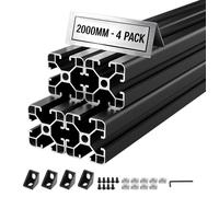 Profilé en aluminium 4040 avec écrous en T - Rail de profilé en aluminium - Lot de 4 pièces, 2 mètres par pièce - Profilé extrudé haute résistance, anodisé - Pour imprimantes 3D, établis CNC, structur
