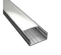 Profilé en aluminium pour bandes LED WIDE-20 - En argent anodisé - Extra large - Avec revêtement transparent - 2 m