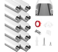 Profilé en aluminium pour LED, dimensions 10 x 1 mètre, avec diffuseur, connecteurs d'angle et clips de montage