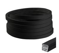 Profilé en silicone LED noir - 3 m - Bande LED flexible - Canal diffuseur - 12 x 12 mm - Pour panneaux acoustiques - Avec embouts et clips de montage - Étanche - Pour lumière néon homogène (noir, 3 m)