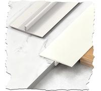 Profilé en T pour joints de sol - Profil plat en PVC - Bande de finition de sol - Bande de seuil découpable - Grain de bois (blanc, 25 mm de large)