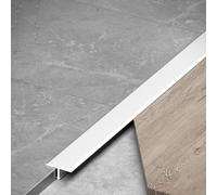 Profilé en T Seuil Renforcé, Bande de Transition en Aluminium pour Sol | Bande D'Écart pour Parquet et Carrelage, Découpable, Largeur 8 10 12 15 20 25 30 40 50 60mm(Blanc,12mm)