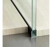 Profilé en U pour Verre Bande de Finition en Profilé en U pour Parois de Douche, Guide Inférieur pour Paroi Vitrée Sans Cadre, Bandes D'étanchéité de Bord pour Carrelage(Black-8mm,75 in/190 cm)