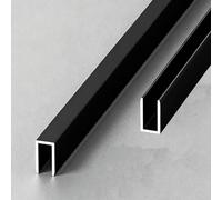 Profilé en U Pour Verre Profilé de Bordure en Forme de U pour Verre, Rail de Fixation Mural/plafond pour Verre de Salle de Bain, Protège-bordures pour Carrelage de Sol(Black-8mm,59 in/150 cm)