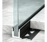 Profilé en U pour Verre Profilé de Support pour Verre Type F Robuste, Rail de Maintien Profond pour Porte de Cabine de Douche, Guide Inférieur pour Porte Vitrée (10/12 mm)(Black-3/8",4.3 ft/1.3 m)