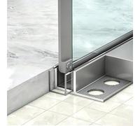 Profilé en U pour Verre Profilé en U Profond pour Paroi de Douche Fixe | Profilé en Aluminium en Forme de F, Profilé de Maintien pour Bordure de Verre Cloison de Salle de Bain, Rail Inférieur Enca