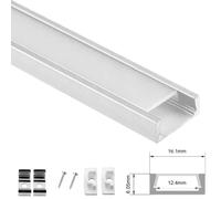 Profilé LED - 1 mètre, profilé en aluminium avec couvercle en polycarbonate - Pour bandes LED - Dimensions : 16,1 x 6,05 mm - Lot de 5