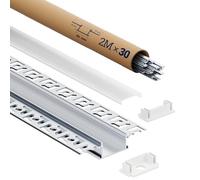Profilé LED 2m en Aluminium encastrable placo, Lot de 30 Rails LED avec Diffuseur | Pour Rubans LED jusqu’à 20mm, Dimensions 64.2 × 13.8mm, Inclus embouts, vis et clips de montage (SA01, 2M 30 pièces)