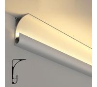 Profilé LED en aluminium pour éclairage indirect, diffuseur de moulure de plafond, décoration corniche, polyvalent, 1 m à 18 m de longueur pour éclairage de maison et de bureau