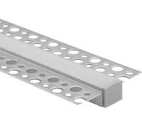 Profilé LED encastré en aluminium pour plaques de plâtre 2m avec diffuseur en verre laiteux et embouts Ecolight