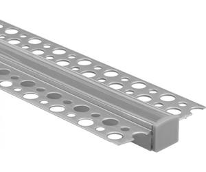 Profilé LED encastré en aluminium pour plaques de plâtre 2m avec diffuseur transparent et embouts Ecolight