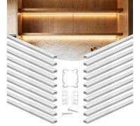 Profilé LED - Profilé en U en aluminium, lot de 20 pièces de 1 m - Anodisé - Couvercle/diffuseur laqué - Embouts et clips - Pour bandes LED - Idéal pour les meubles bas et les plans de travail