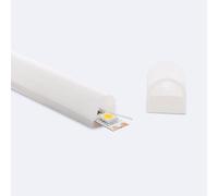 Profilé Néon Sflex 15x13 Semi-Circulaire Courbe Verticale Pour Rubans Led Ip20 Jusqu'à 10 Mm 2 M