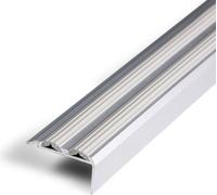 Profilé pour nez de marche avec double insert en caoutchouc Power Grip Longueur : 100 cm Prépercé Gris