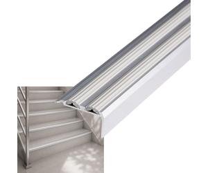 Profils de nez de marche Power Grip avec insert double en caoutchouc antidérapant - 2 cm de hauteur et 4,2 cm de largeur (Gris - autocollant, 134 cm de longueur)