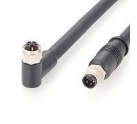 Profinet Câble de connexion M12 à code L 5 broches 4 + PE - Haute flexibilité - Chaîne de traction IP67 - Câble étanche M12 mâle droit vers femelle - Câble d'extension à angle droit pour capteur