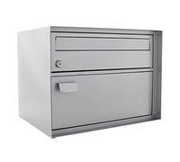 Profirst Mail PM 200 Boîte aux lettres Argenté H x l x P 310 x 415 x 305 mm Ouverture inférieure avec fermeture à pression Serrure à cylindre avec 2 clés autoportante ou murale