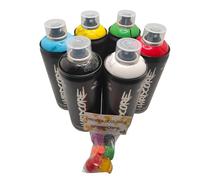 PROGAL COLORS Montana Colors MTN Hardcore Lot de 6 bombes de peinture pour graffiti mural Street Art 6 x 400 ml + 6 buses de rechange 400 ml