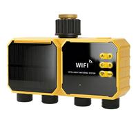 Programmateur arrosage solaire WiFi avec capteur pluie, contrôleur intelligent extérieur G3/4"", recharge solaire et USB-C, pour
