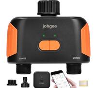 Programmateur Arrosage WiFi 2 Voies,Johgee Automatique Minuteur Arrosage avec Alexa et Google Home, Mode Verrouillage Enfant/Mode Automatique & Manuel/Retard De Pluie/IP65 Étanche