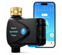 Programmateur d’arrosage WiFi avec raccord en Laiton, contrôle Via l’Application Smart Life sans passerelle, débitmètre intégré, arrosage programmé et par Volume, IP65, pour pelouse, massifs, Potager