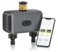 Programmateur d'arrosage Brandson Smart, application, Wi-Fi,d'arrosage 2 zones, minuterie d'arrosage de jardin, minuterie d'eau, Tuya Smart, Alexa/Google, délai en cas de pluie