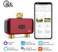 Programmateur d'arrosage intelligent WiFi double zone, sans hub requis, contrôleur d'irrigation de jardin, vanne goutte-à-goutte et d'arrosage, compatible Alexa et Google Assistant 2PCS-GX03WF
