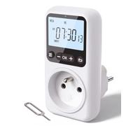 Programmateur de Prise Électrique Digital, Prise Programmable 16A 3680W avec Écran LCD Rétroéclairé, 18 Programmes par Jour, Minuterie pour Chauffe-Eau Électrique, Chauffage et Appareils Domestiques