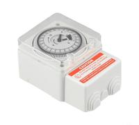 Programmateur Mécanique 24h Rail DIN 15min PC Ignifuge | PC ignifuge , réglage 15min pour précis, rail DIN standard, 24h cycle, gris compact