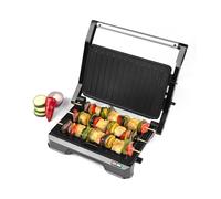 Progress 2 en 1 Grille de santé - Grille électrique avec plaques antiadhésives, s'ouvre à 180° pour un double cuisson, pas de graisse nécessaire, bac de récupération amovible, 850W