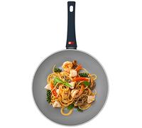 Progress BW10832EU7 Wok Sautuese Poêle Antiadhésive 28cm, Tous Feux Dont Induction, L’indicateur de poignée devient rouge lorsque la température optimale est atteinte, Thermo Handle, Gris/Bleu Foncé