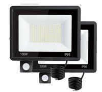 Projecteur à détecteur de mouvement, étanche, avec zone de détection réglable, 100W, lot de 2, lumière blanche froide