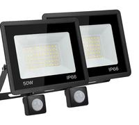 Projecteur à détecteur de mouvement, étanche, avec zone de détection réglable, 50W, lot de 2, lumière blanche froide