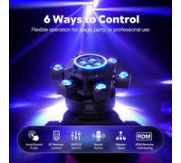 Projecteur à tête mobile Bee Eye - Éclairage de scène DMX - 150 W - 6 bras - RGBW - Angle de diffusion de 25° - Prise européenne