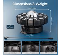 Projecteur à tête mobile - Effet lumineux LED à 8 bras, 150 W - RGBW - Faisceau laser - DMX - 100–240 V - Prise européenne - Noir