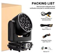 Projecteur à tête mobile RGBW - Projecteur de scène DMX - 19 x 25 W - Type faisceau annulaire - Éclairage d'ambiance - Zoom - Pour DJ et spectacles