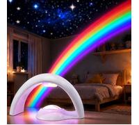 Projecteur Arc-en-Ciel Veilleuse Enfant LED, Lampe Arc-en-Ciel avec Minuterie 10 Min, Alimentation USB ou Piles, Projection Mur
