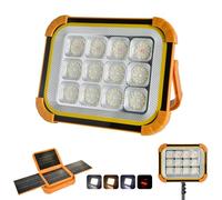 Projecteur Chantier Solaire avec Batterie 24000mAh, 200W Lampe Chantier Rechargeable (Blanc/Blanc Chaud/Blanc Neutre/Rouge) étanche IPX5, Idéale pour Camping, Randonnée, Situations D’urgence